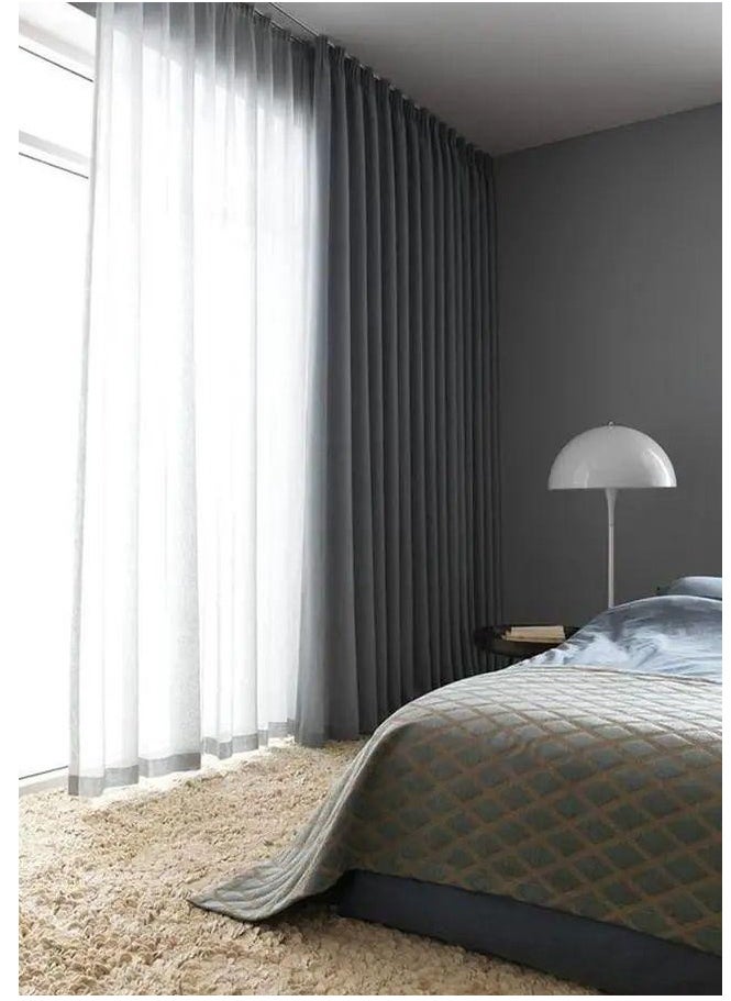 AL WADI FURNITURE - Heavy Duty Ultra Corded Double Adjustable Extendable Traverse Curtain Rails Curtain Tracks  with Curtain Hanging Pinch Pleat 4 Prongs Hooks, 210 – 398 cm, WHITE - Image 1
