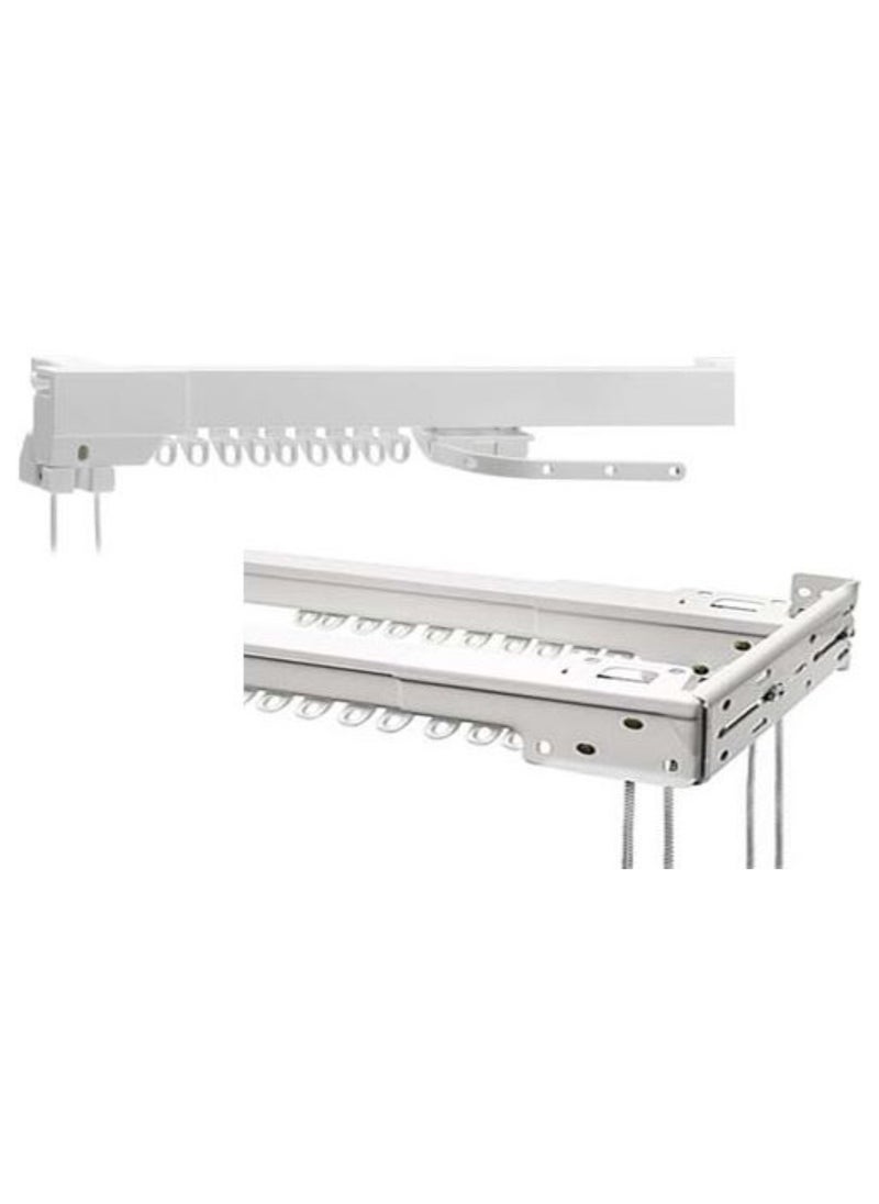 AL WADI FURNITURE - Heavy Duty Ultra Corded Double Adjustable Extendable Traverse Curtain Rails Curtain Tracks  with Curtain Hanging Pinch Pleat 4 Prongs Hooks, 210 – 398 cm, WHITE - Image 1