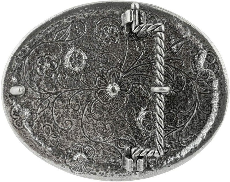 Belts.com Rhinestone Crystal Belt Buckle Antique/Brass Oval Floral Engraved Buckle - Image 2