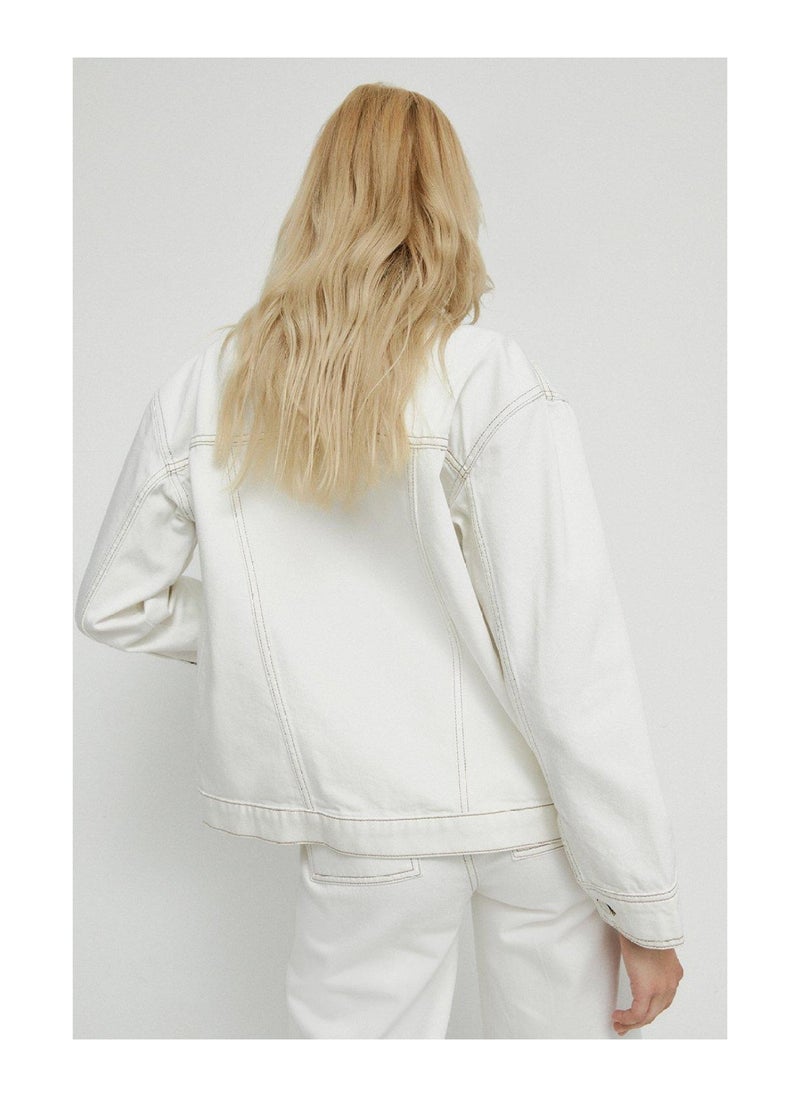WAREHOUSE - Denim White Contrast Stitch Jacket - Image 1