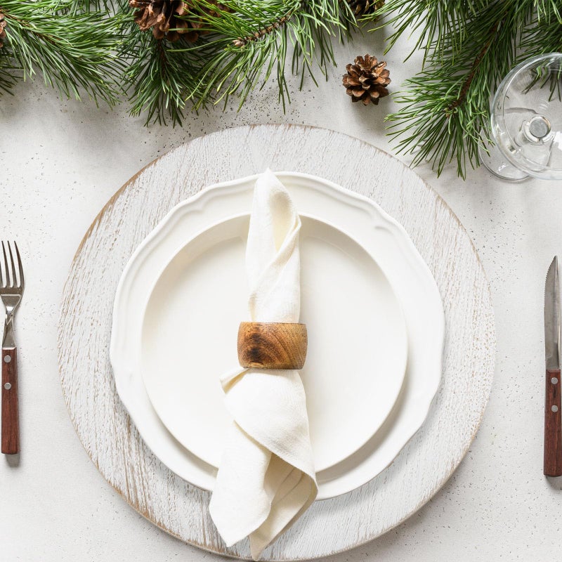 Opexscal 13" Antique White Charger Plates, Round Charger for Dinner Plates, Farmhouse Plate Chargers, Rustic Table Chargers for Parties, Family Dinners, 6Pcs - Image 4