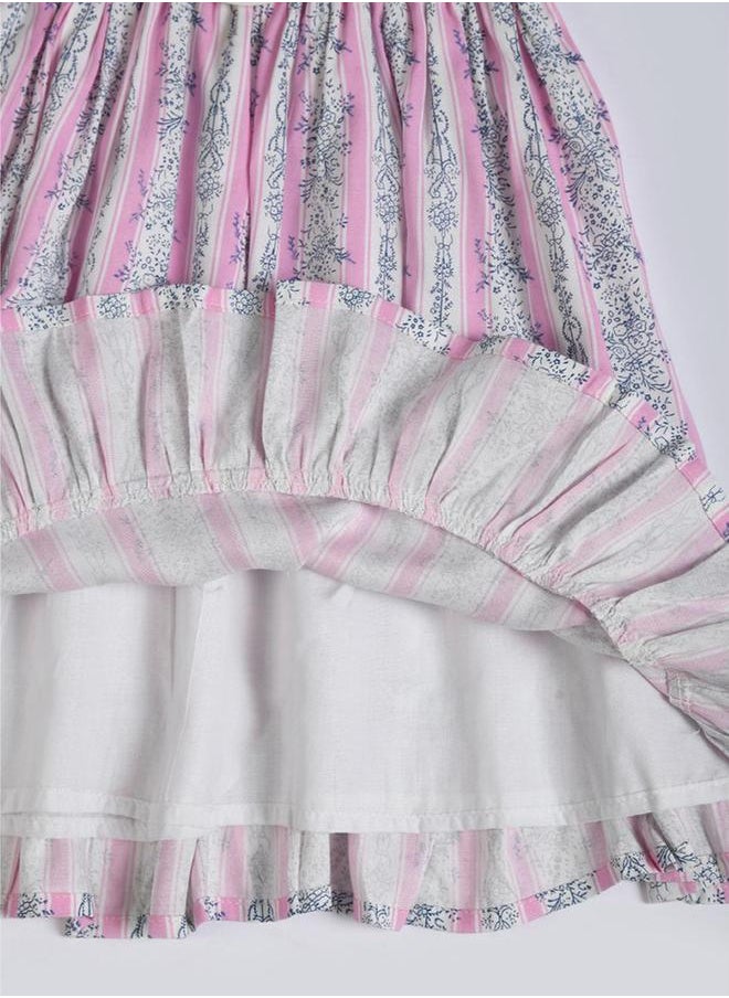 BELLA MODA All-Over Print Round Neck Bow Details Dress by Styli  - Image 5