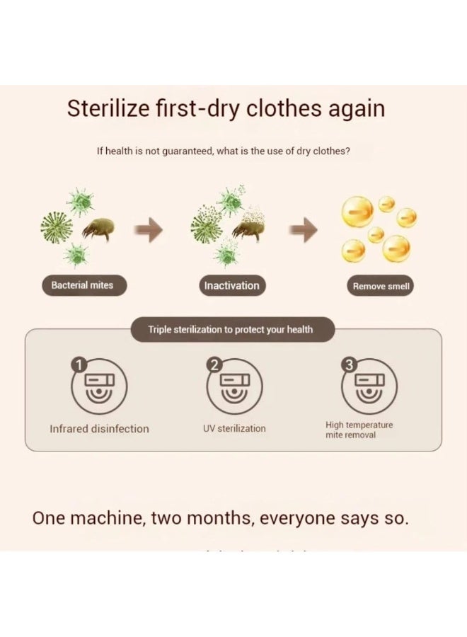 Portable Clothes Dryer, 600W, UV Sterilization, Germ-Killing, 30-Minute Quick Drying, 10kg Capacity - Image 4