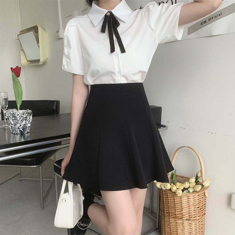 Black Pleated Skirt Skirt Women'S Summer High Waist Short Skirt Umbrella Skirt Slim Look Suit A- Line Skirt Plus Size - Image 4