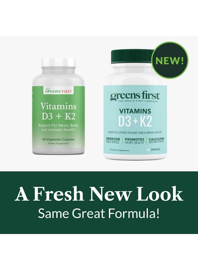 Greens First Vitamins D3+K2 - Support for Heart, Bone, Vascular and Immune Health - Made with Vitamin D3 & Vitamin K2-60 Vegetable Capsules - Image 3