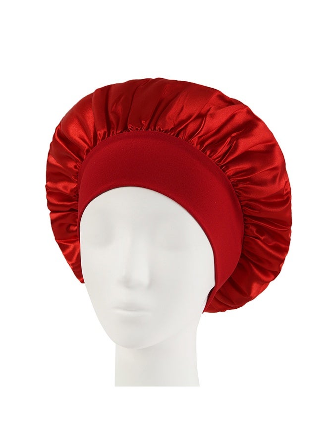 2 قطعة قبعة نوم كبيرة الحجم من الساتان المطاطي، قبعة واسعة من البوليستر الحريري الناعم والمريح للبشرة، قبعة نوم للشعر المجعد لجميع أنواع الشعر المجعد الكثيف - Image 5