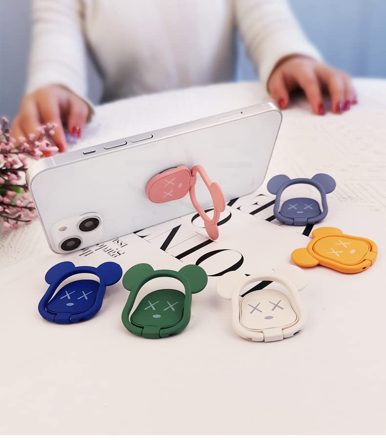 KolorFish Universal Funky Mobile Phone Ring Grip Holder Stand 360 Degree Rotation with Finger Ring for All Mobile Phone and Tablet (Mickey Bear Night Green) - Image 1