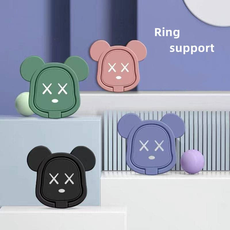KolorFish Universal Funky Mobile Phone Ring Grip Holder Stand 360 Degree Rotation with Finger Ring for All Mobile Phone and Tablet (Mickey Bear Night Green) - Image 3