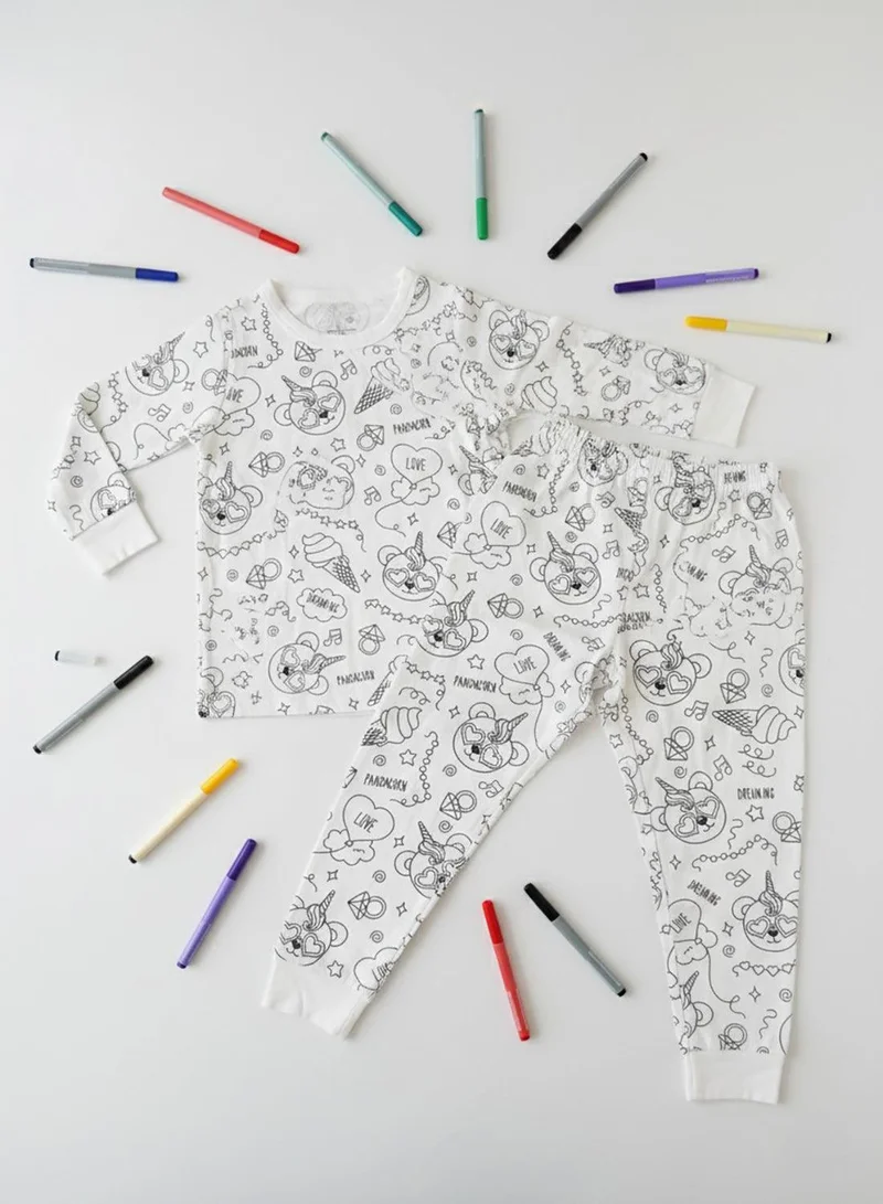 babyqlo girls doodle print color your own pajamas