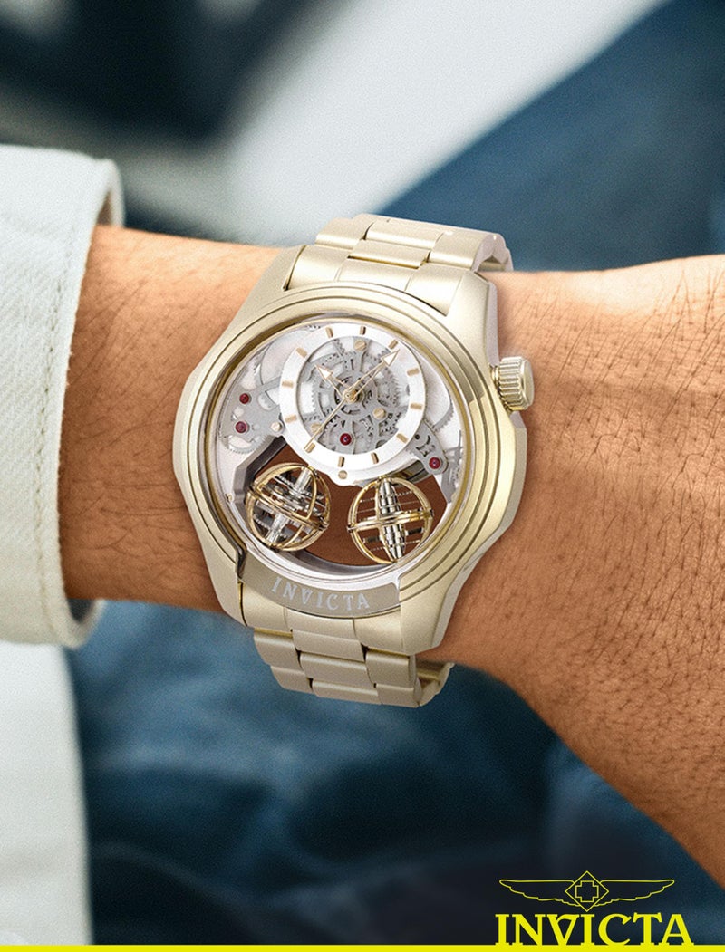 Invicta ساعة إنفيكتا سبشالتي للرجال 46 مم من الفولاذ المقاوم للصدأ بذهب وقرص ذهبي PC21AF كوارتز - Image 2