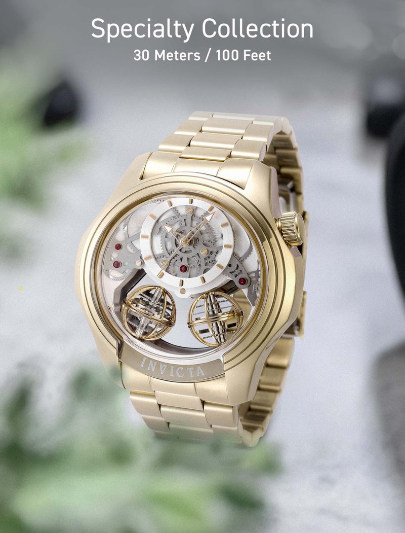 Invicta ساعة إنفيكتا سبشالتي للرجال 46 مم من الفولاذ المقاوم للصدأ بذهب وقرص ذهبي PC21AF كوارتز - Image 5