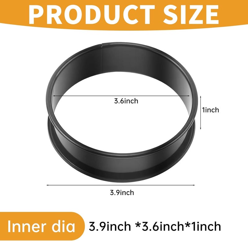 RICHSC-PAN حلقة كعكة الكرومبت، 4 بوصات قطر خارجي 3.6 بوصات قطر داخلي، حلقات مافن إنجليزية غير لاصقة 8 عبوات، تصميم ترقية مزدوج من الفولاذ المقاوم للصدأ، مناسب لجميع أنواع الإفطار. - Image 2
