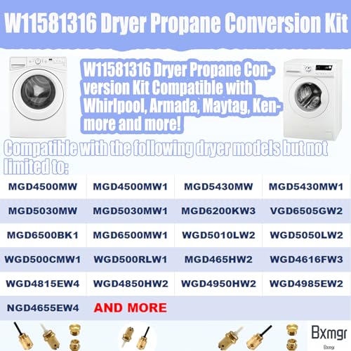 Bxmgr W11581316 Dryer Propane Conversion Kit For 29-Inch Dryers, Compatible With Whirlpool, Armada, Maytag, Kenmore 22000 BTU/Hr Liquid Propane Conversion Dryers 29 Inches,1 LP Kit - Image 3