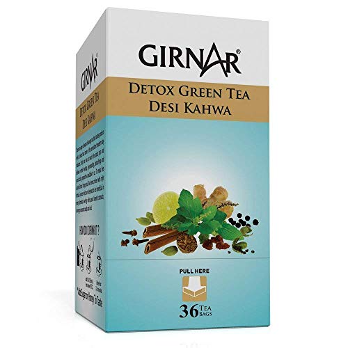 Girnar Detox Desi Kahwa Green Tea Bags-Set Of 36-(Pack Of 5),200 Grams - Image 1