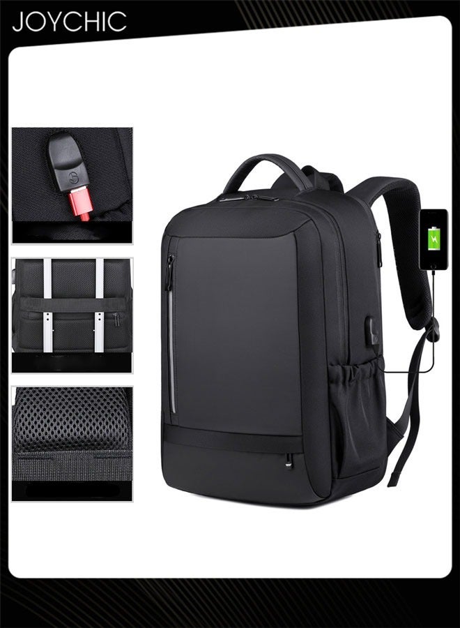 Joychic حقيبة ظهر أكسفورد عملية للطلاب بحجم 15.6 بوصة للسفر الخارجي حقيبة يومية بسعة كبيرة حقيبة مدرسية مع منفذ USB للنساء والرجال للعمل باللون الأسود - Image 1