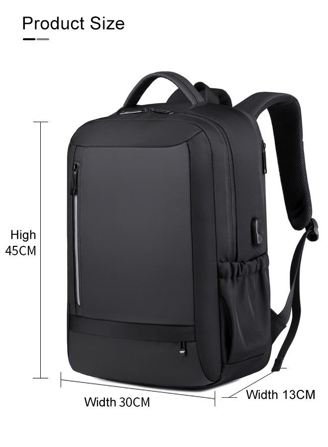 Joychic حقيبة ظهر أكسفورد عملية للطلاب بحجم 15.6 بوصة للسفر الخارجي حقيبة يومية بسعة كبيرة حقيبة مدرسية مع منفذ USB للنساء والرجال للعمل باللون الأسود - Image 5