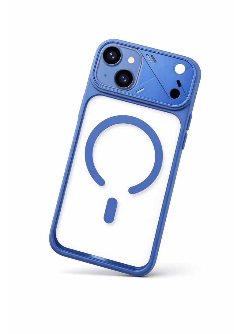 Acrylic Fashion Transparent Magnetic Phone TPU + PC case for iPhone 13 case Luxury Fashion (Blue) - Image 2