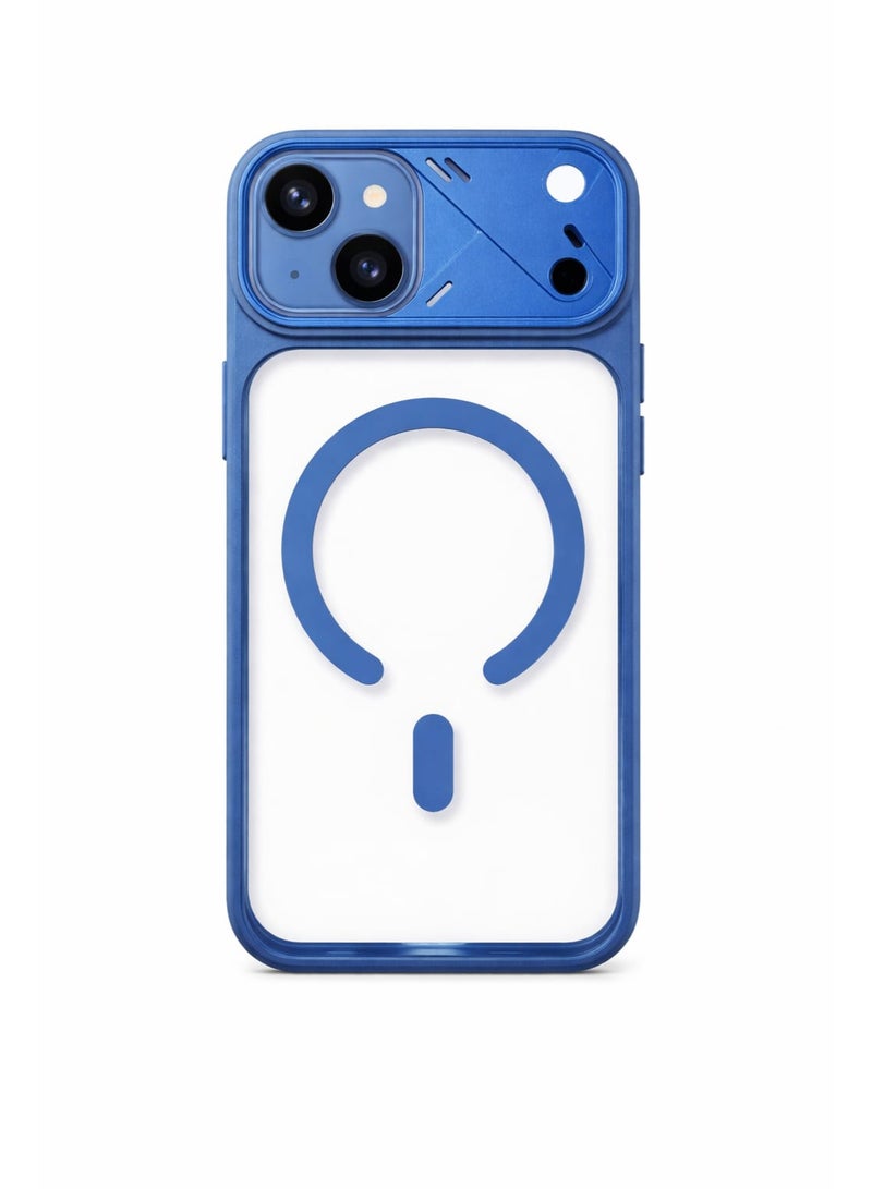 Acrylic Fashion Transparent Magnetic Phone TPU + PC case for iPhone 13 case Luxury Fashion (Blue) - Image 1
