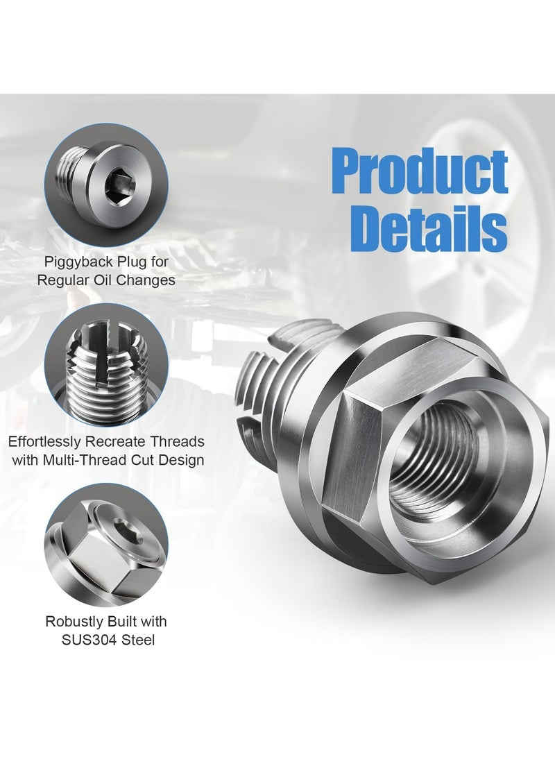 CMGTYYD M12.1-1.75 x 15mm Oversize Oil Drain Plug Stainless Steel Oil Pan Drain Bolt withwith Copper Washers and O-Rings ，Applicable to most Cadillac, Mustang, Ford, Camaro, Mondeo, Kuga and More Vehicles  - Image 4