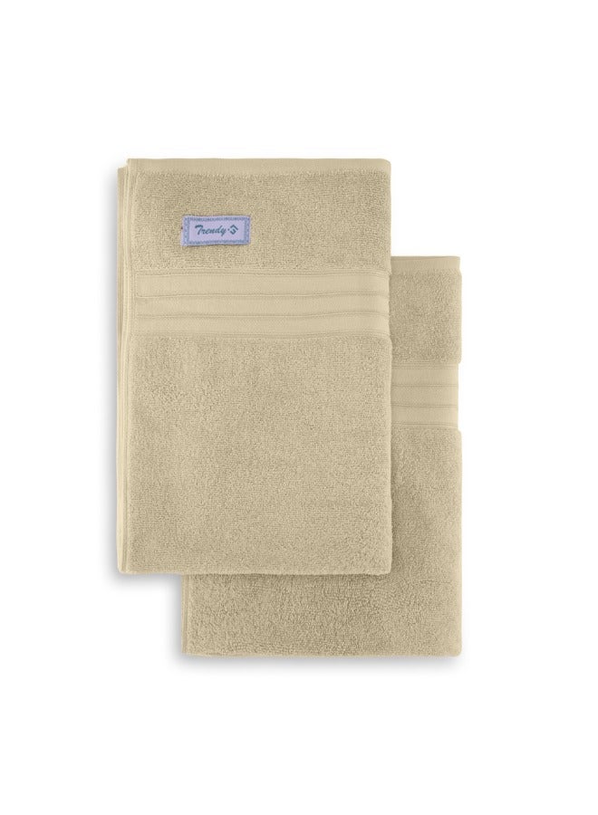 BYFT Home Trendy (Cream) Premium Cotton Bath Sheet (90 X 180 Cm-Set Of 1) Highly Absorbent, High Quality Bath Linen With Striped Dobby 550 Gsm - Image 4