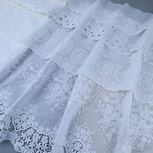 AIETSYEI Eyelet Lace Trim 4.8 Yards 6 Inch Wide White Cotton Lace Ribbon Embroidery Ruffle Craft Lace for Sewing, Baby Clothes, Pets Clothes - Image 4