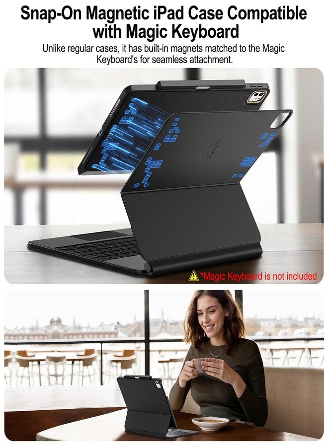 Matekxy Magic-Keyboard Compatible Case for iPad Pro-13 inch M4 2024: Cover with Apple Pencil Holder for Smart Magic Keyboard Folio Slim Durability, with Durable Leather surface, (Keyboard Not Included), Black - Image 3