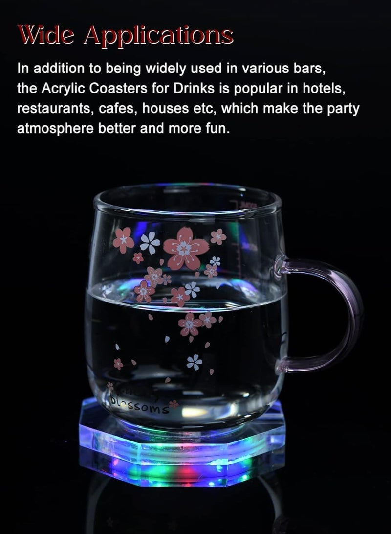 USB Rechargeable LED Coaster Bottle Lights for Drinks Flash Light Up Coaster for Bars Parties Wedding Festivals and Christmas 2 Packs Multicolor Square - Image 3