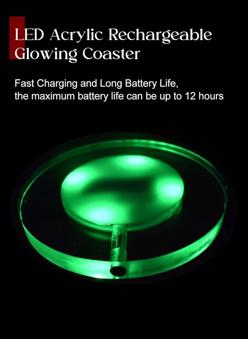 USB Rechargeable LED Coaster Bottle Lights for Drinks Flash Light Up Coaster for Bars Parties Wedding Festivals and Christmas 2 Packs Multicolor Square - Image 4
