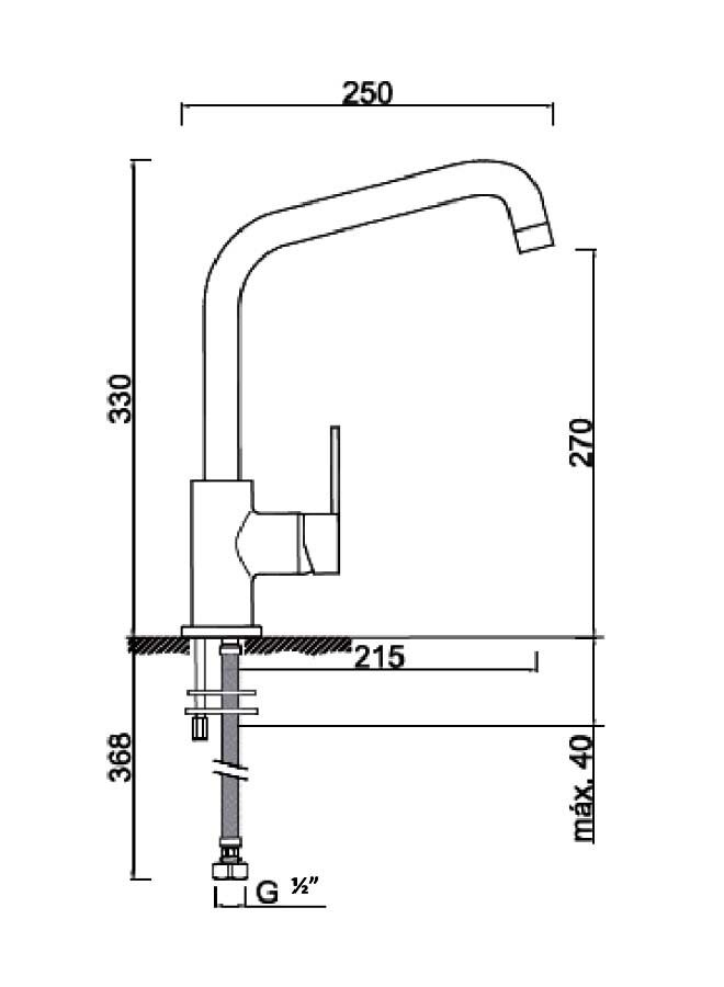 BURG Single Lever Sink Mixer Silver - Image 2