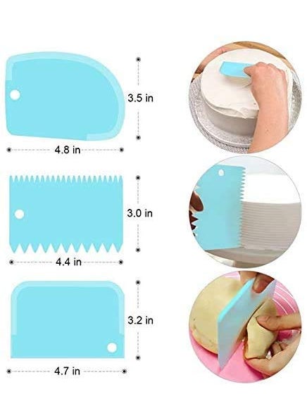BAKING SET Baking Set Combo 12 Piece Cake Decorating Nozzles Set Frosting Icing Piping Bag and 3pcsSet Plastic Dough Bench Scraper Cake Cutter Icing Fondant Cake Decorationg Pastry Baking Tool  - Image 2