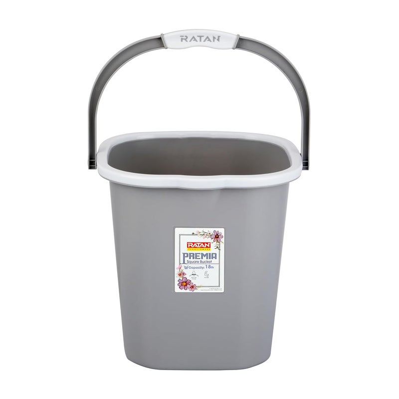 RATAN PLASTICWARE Premia Bucket 18L X 1 Diaso GreyLight Weight and Easy to CarryPerfect for Use in Bathrooms Kitchen Wet Utility Areas - Image 1