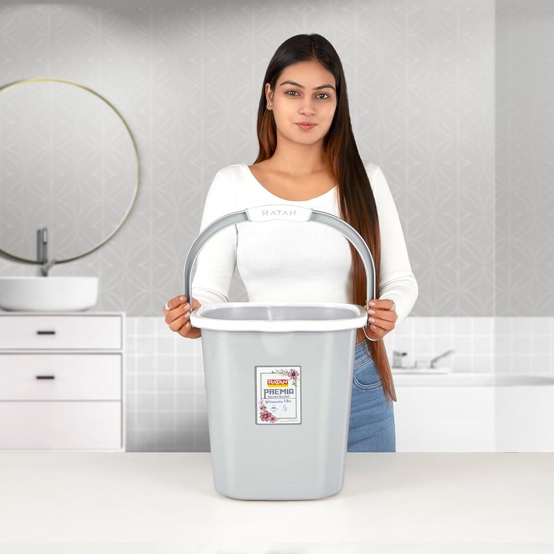RATAN PLASTICWARE Premia Bucket 18L X 1 Diaso GreyLight Weight and Easy to CarryPerfect for Use in Bathrooms Kitchen Wet Utility Areas - Image 3