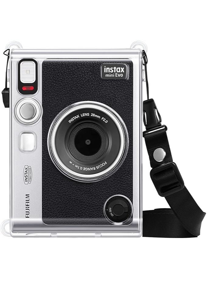 Mmmon - Protective Case for Fujifilm Instax Mini EVO Camera,Crystal Hard PVC Cover with Removable Shoulder Strap,Clear - Image 1