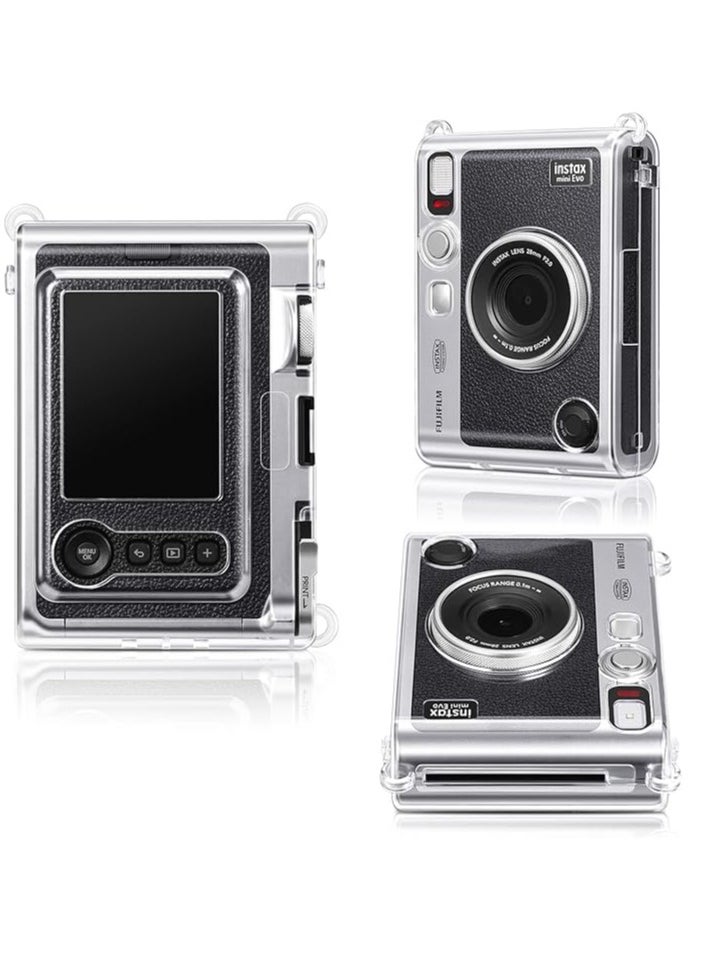 Mmmon - Protective Case for Fujifilm Instax Mini EVO Camera,Crystal Hard PVC Cover with Removable Shoulder Strap,Clear - Image 1