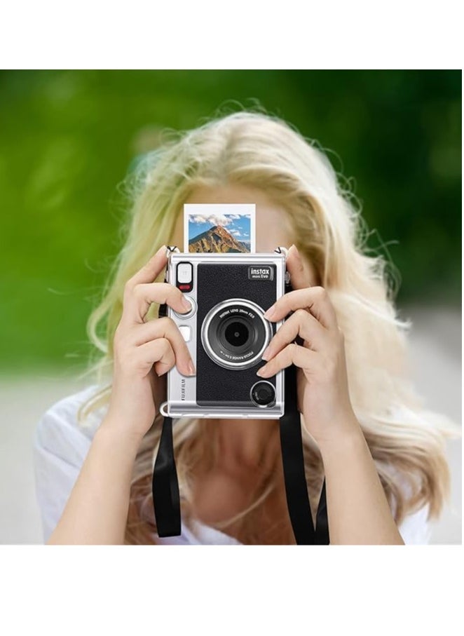 Mmmon - Protective Case for Fujifilm Instax Mini EVO Camera,Crystal Hard PVC Cover with Removable Shoulder Strap,Clear - Image 1