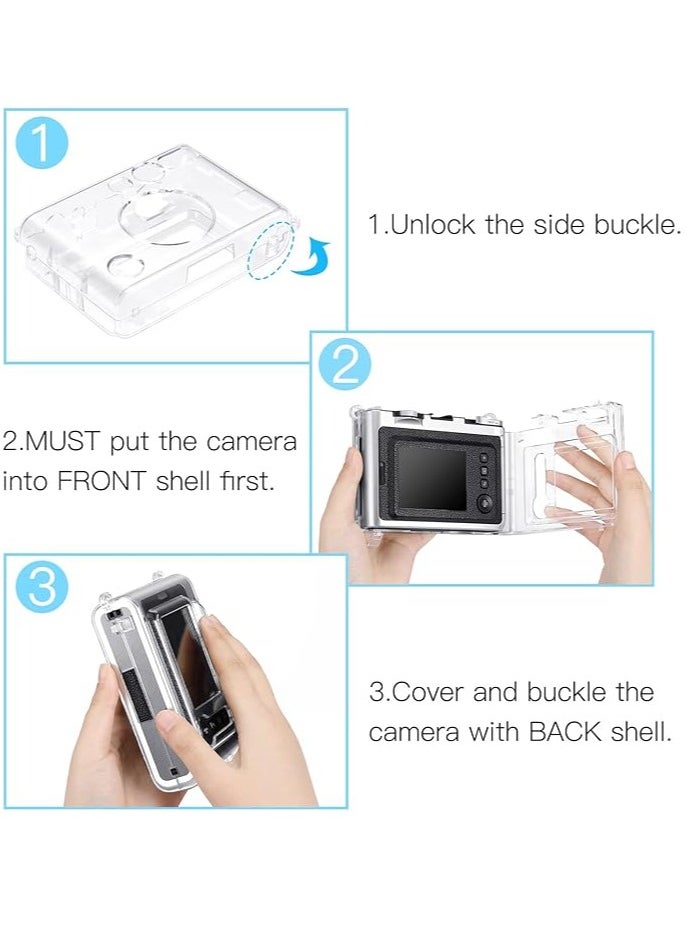 Mmmon - Protective Case for Fujifilm Instax Mini EVO Camera,Crystal Hard PVC Cover with Removable Shoulder Strap,Clear - Image 1