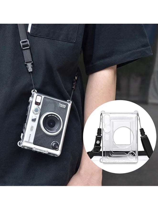 Mmmon - Protective Case for Fujifilm Instax Mini EVO Camera,Crystal Hard PVC Cover with Removable Shoulder Strap,Clear - Image 1