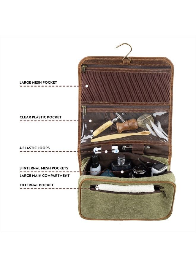 Moonster Hanging Toiletry Bag for Men & Women, Leather Toiletry Bag for Men, Mens Toiletry Bags for Traveling, Hanging Travel Toiletry Bag, Mens Travel Bag Toiletry, Dopp Kit Shower Bags for Men - Image 3