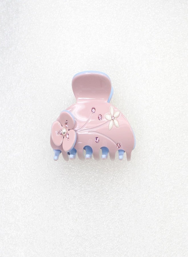 Faship Premium Rhinestone Crystal Light Pink Cellulose Acetate Floral Art Deco Hair Claw Clips - Image 2