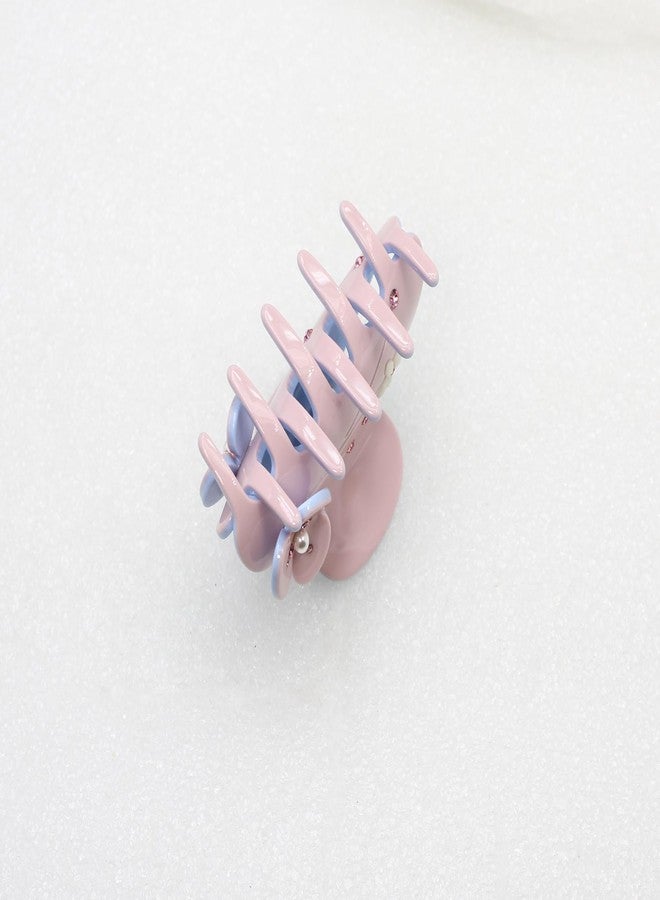 Faship Premium Rhinestone Crystal Light Pink Cellulose Acetate Floral Art Deco Hair Claw Clips - Image 5