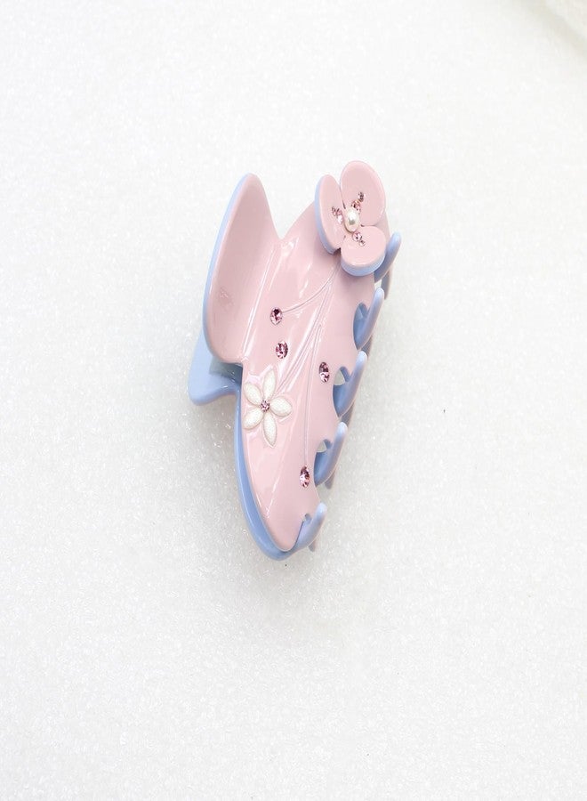 Faship Premium Rhinestone Crystal Light Pink Cellulose Acetate Floral Art Deco Hair Claw Clips - Image 4