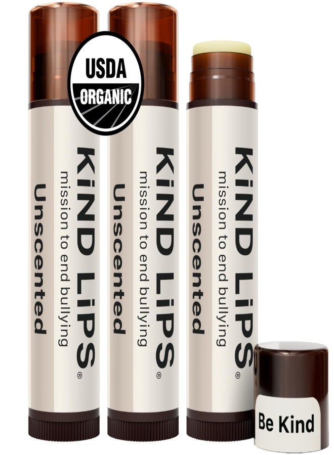 Kind Lips Unscented Lip Balm (3 Pack) - Organic Lip Balm for Sensitive Lips, Non Toxic, Hypoallergenic and Natural Beeswax Moisturizing Lip Repair - Image 1