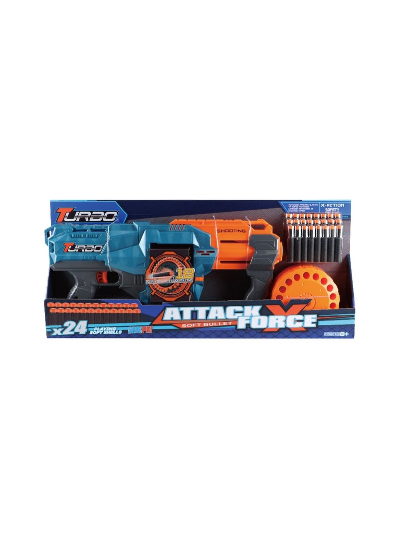 Turbo - Attack X Force Manual Soft Bullet Gun with 24X Soft Shells for Action - Image 1
