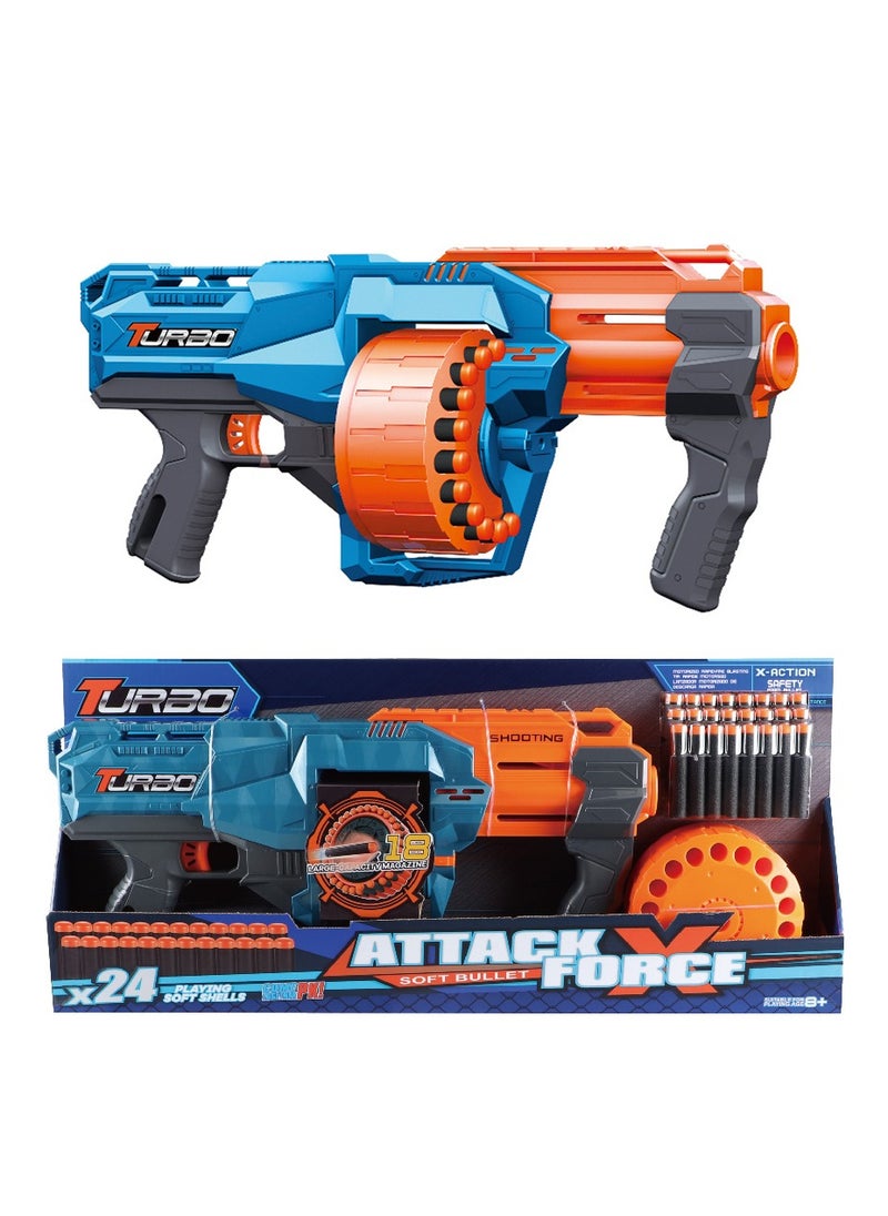 Turbo - Attack X Force Manual Soft Bullet Gun with 24X Soft Shells for Action - Image 1