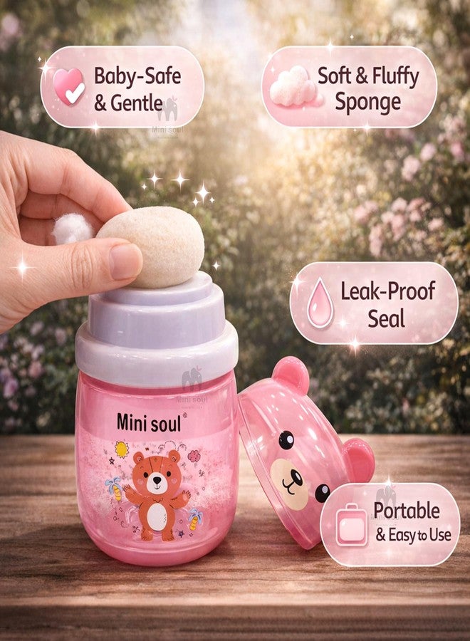 Mini Soul Baby Powder Puff with Container Soft Feather Sponge Powder Applicator for Newborn & Infant Transparent Refillable Case Mess-Free, Leak-Proof, Baby-Safe Powder Puff for Kids Pink - Image 5