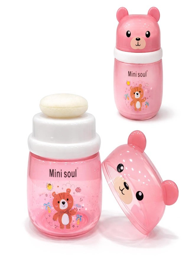 Mini Soul Baby Powder Puff with Container Soft Feather Sponge Powder Applicator for Newborn & Infant Transparent Refillable Case Mess-Free, Leak-Proof, Baby-Safe Powder Puff for Kids Pink - Image 1