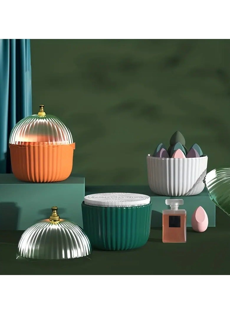 أوريتي منظم مستحضرات التجميل المقاوم للغبار لحمل أحمر الشفاه وفرشاة المكياج والعطور ومنتجات العناية بالبشرة - غطاء شفاف أبيض - Image 2