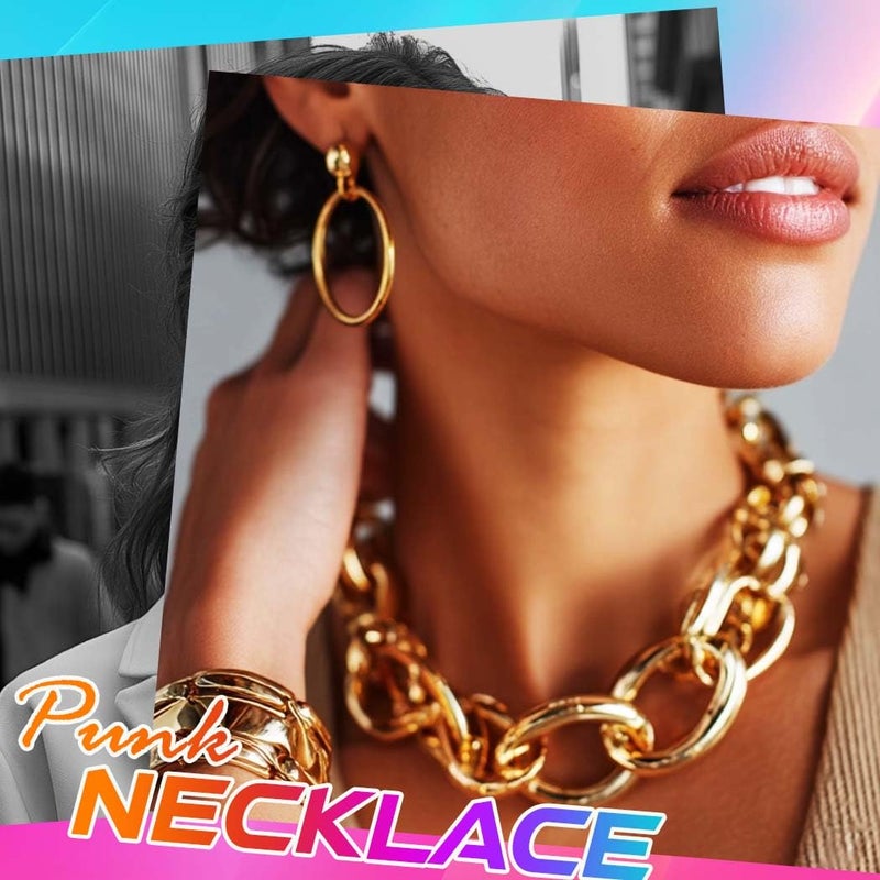 CLOACE Gold Long Choker Necklace Set Punk Cuban Y-Necklaces and Bracelet Fashion Chain Jewelry Accessories for Women (G-3) - Image 3