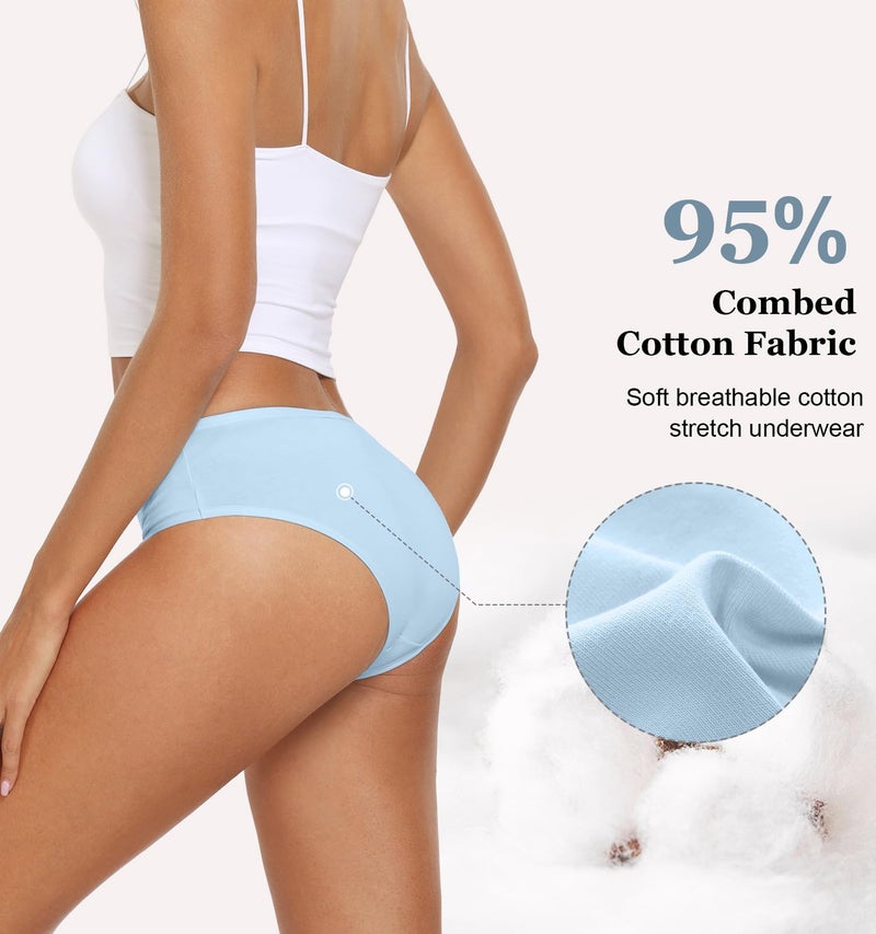 coskefy Womens Underwear,6 Pack Soft Cotton Low Rise Breathable Solid Color Hipster Panties for Women - Image 4