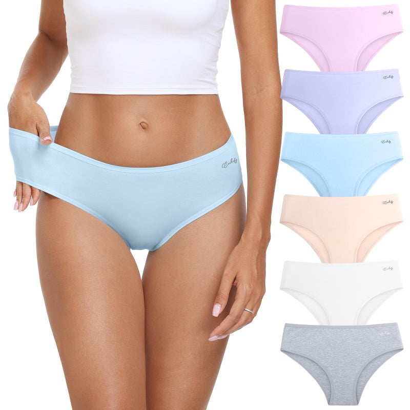 coskefy Womens Underwear,6 Pack Soft Cotton Low Rise Breathable Solid Color Hipster Panties for Women - Image 1